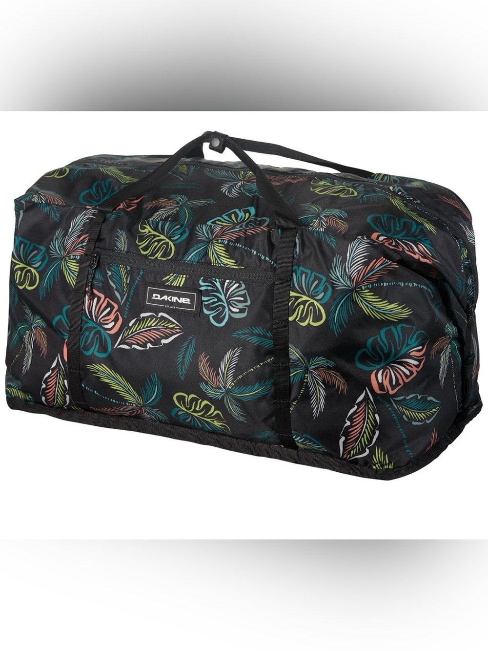 Dakine 40L Packable Duffel Bag Black, Teal, Green & Coral Tropical Print NWT - Picture 4 of 12